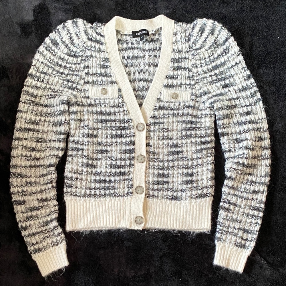 Express Black and Cream Knit Cardigan